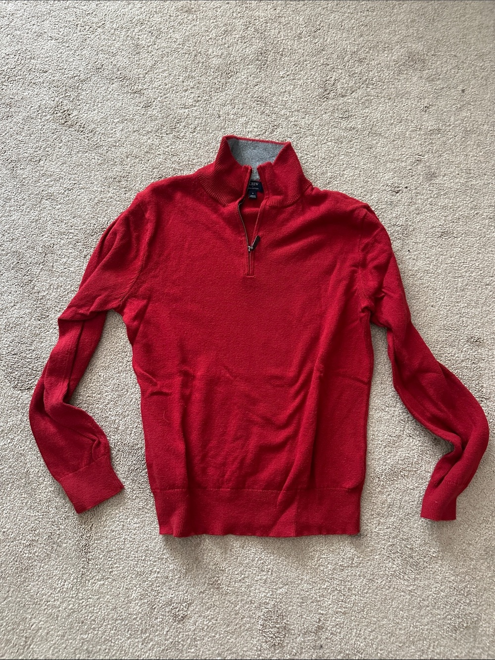 J. Crew Factory Men's Red Half-Zip Sweater